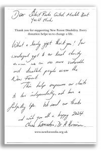 New Forest Disability Thank you letter